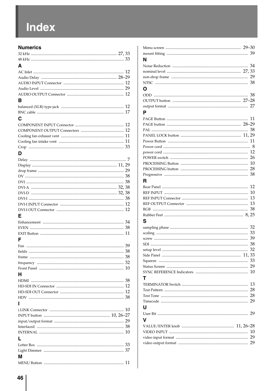 Index | Roland VC-200HD User Manual | Page 46 / 48