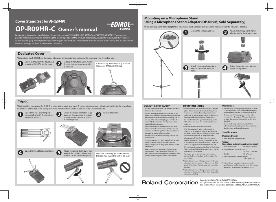 Roland OP-R09HR-C User Manual | 2 pages