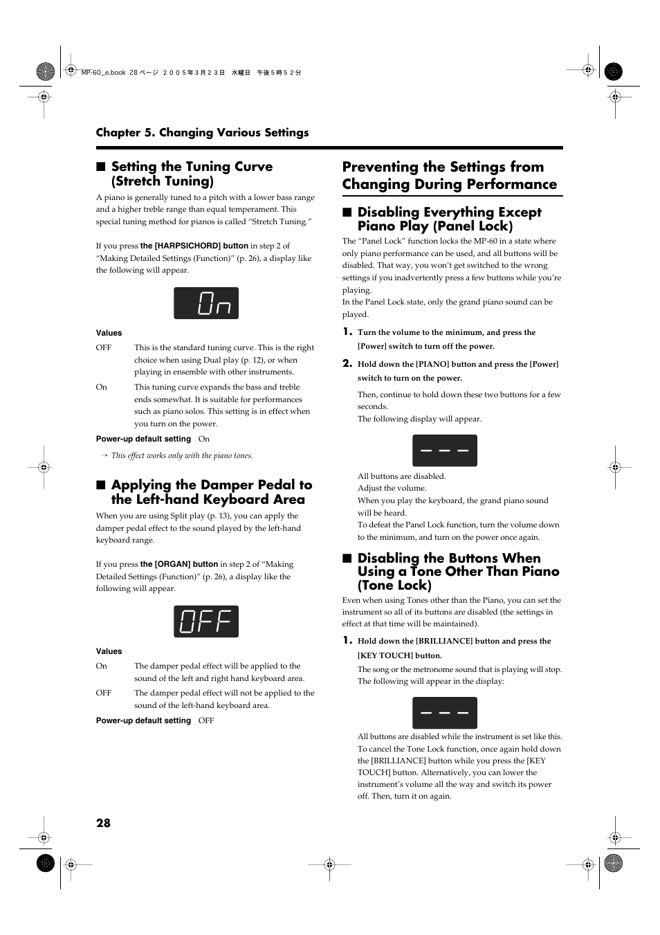 Setting the tuning curve (stretch tuning), P. 28 | Roland MP-60 User Manual | Page 28 / 44