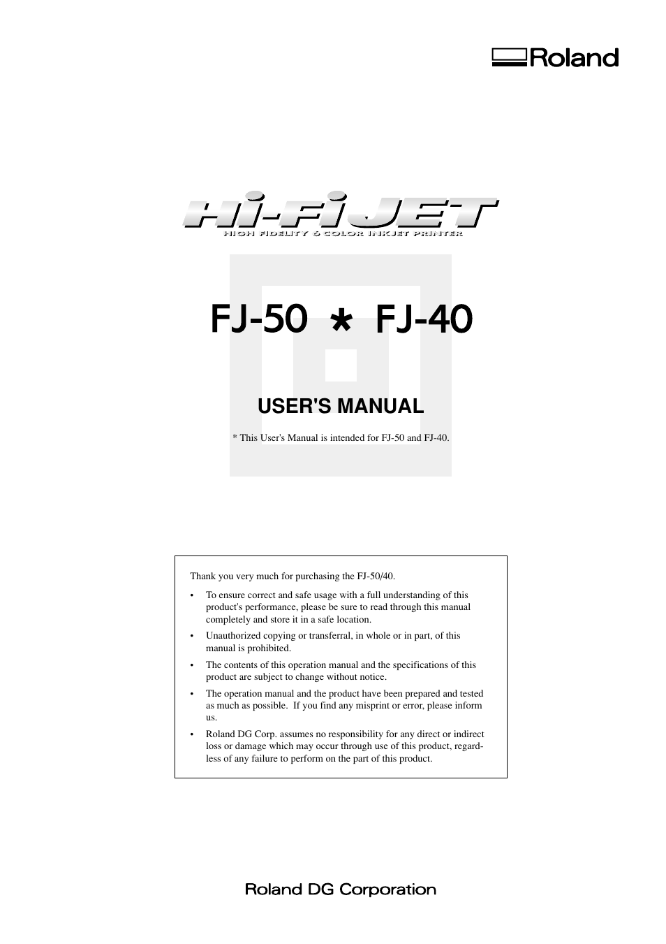 Roland FJ-40 User Manual | 66 pages