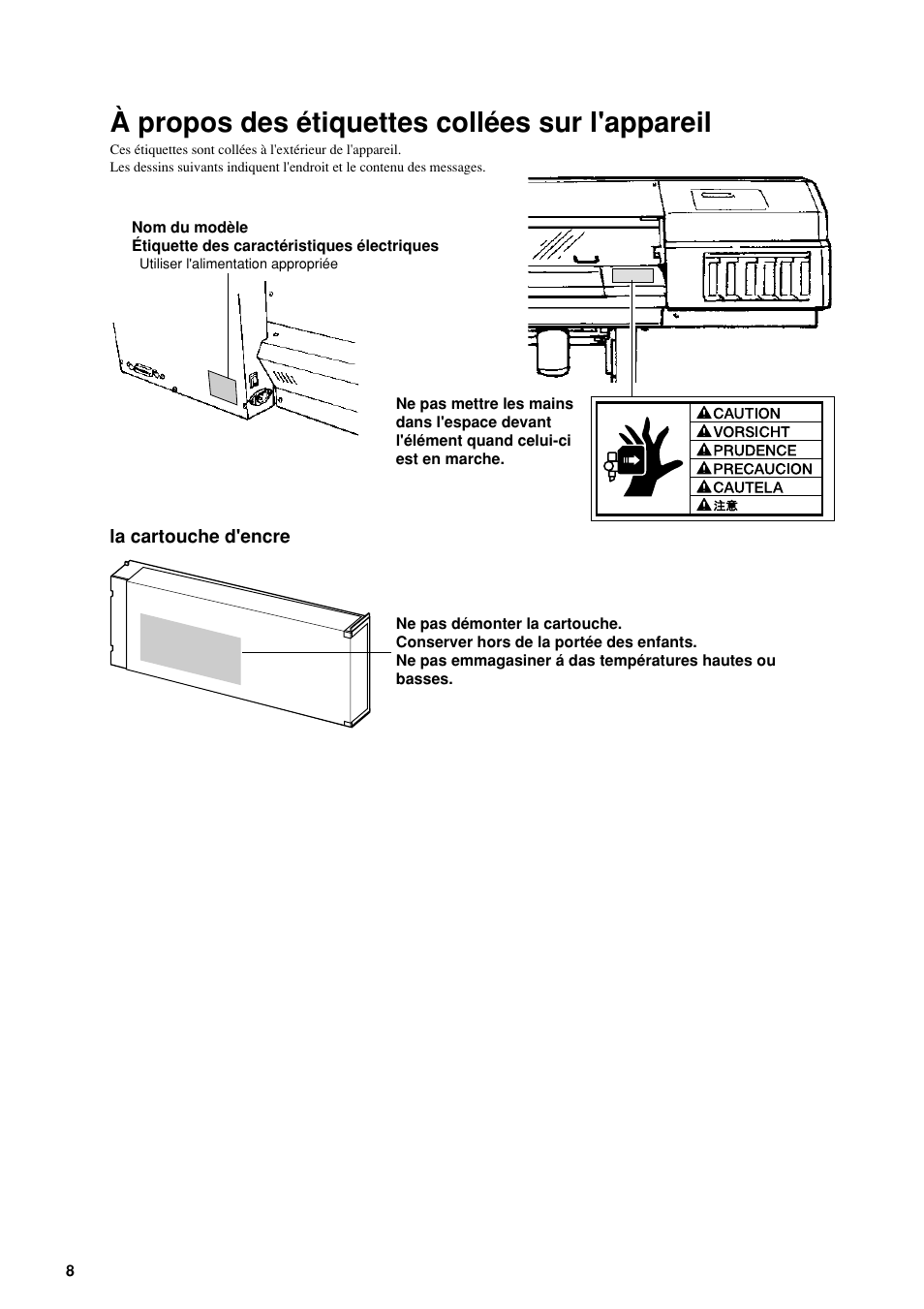 À propos des étiquettes collées sur l'appareil | Roland FJ-40 User Manual | Page 10 / 66