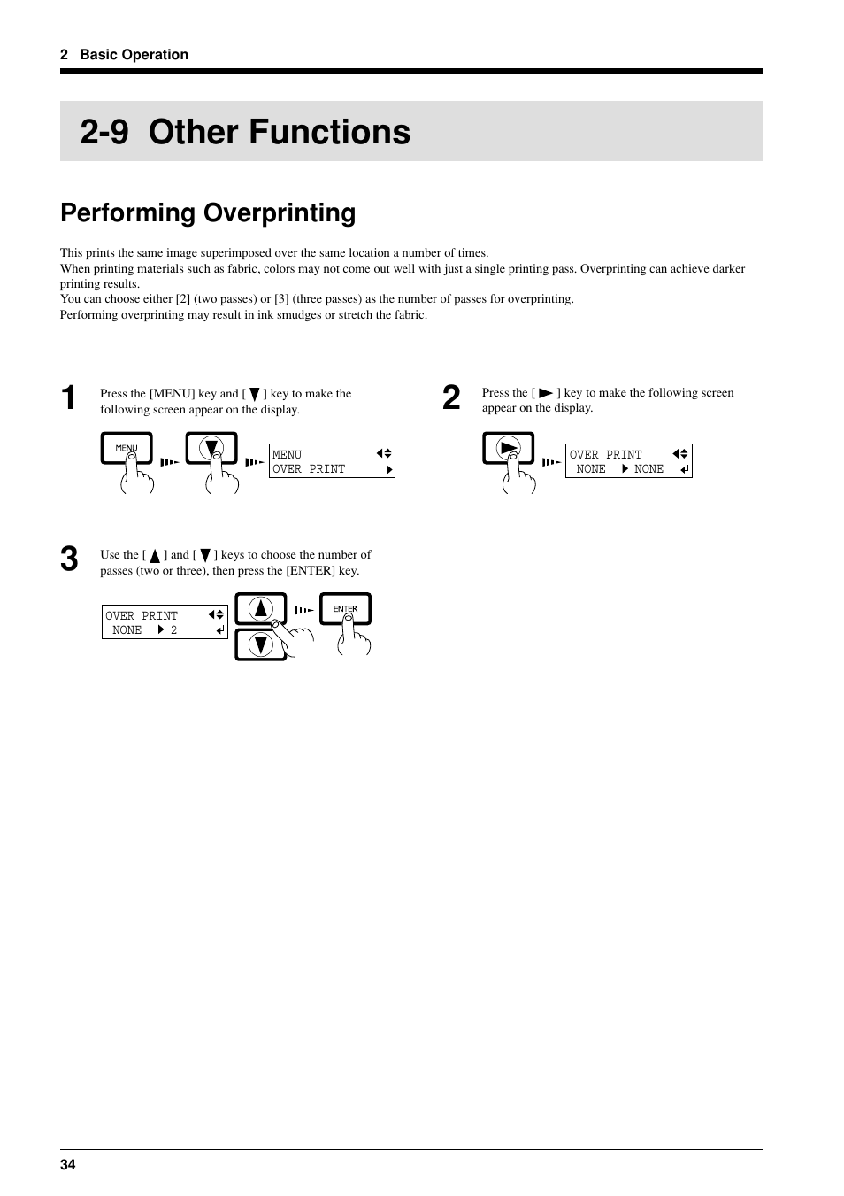 9 other functions, Performing overprinting | Roland FJ-40 User Manual | Page 36 / 66