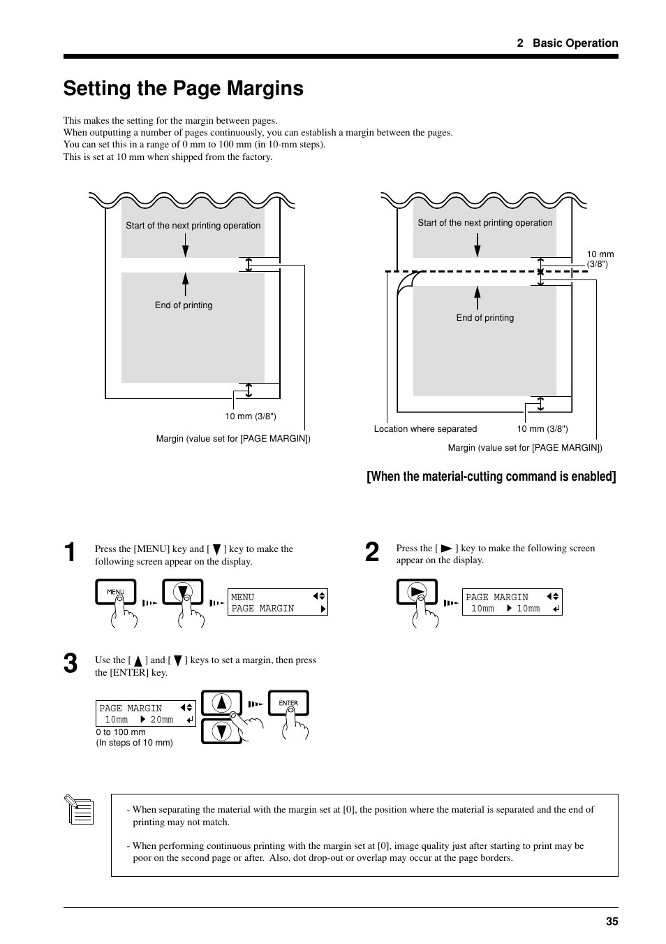 Setting the page margins | Roland FJ-40 User Manual | Page 37 / 66