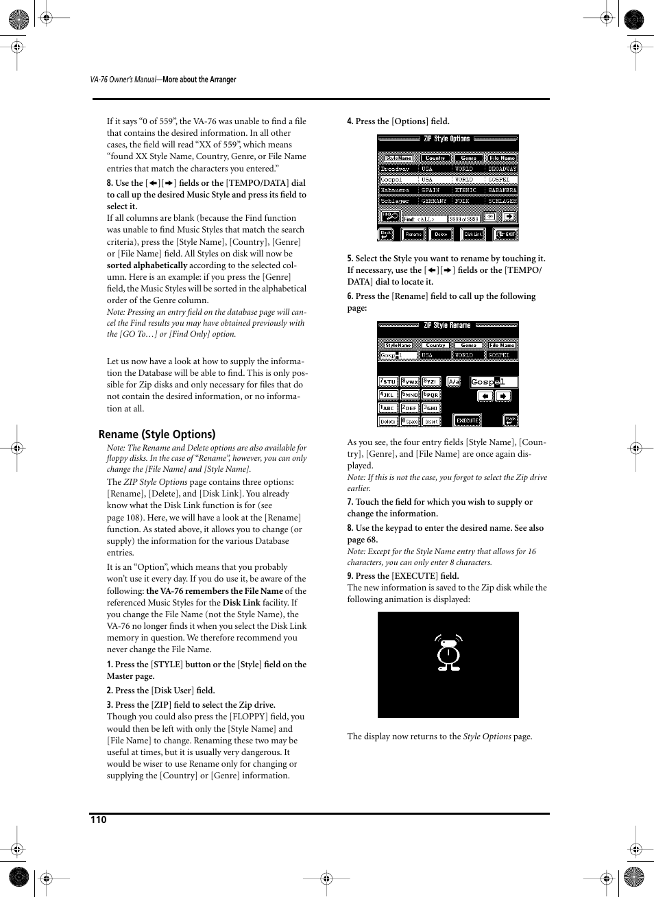 Rename (style options) | Roland V-Arranger Keyboard VA-76 User Manual | Page 108 / 264