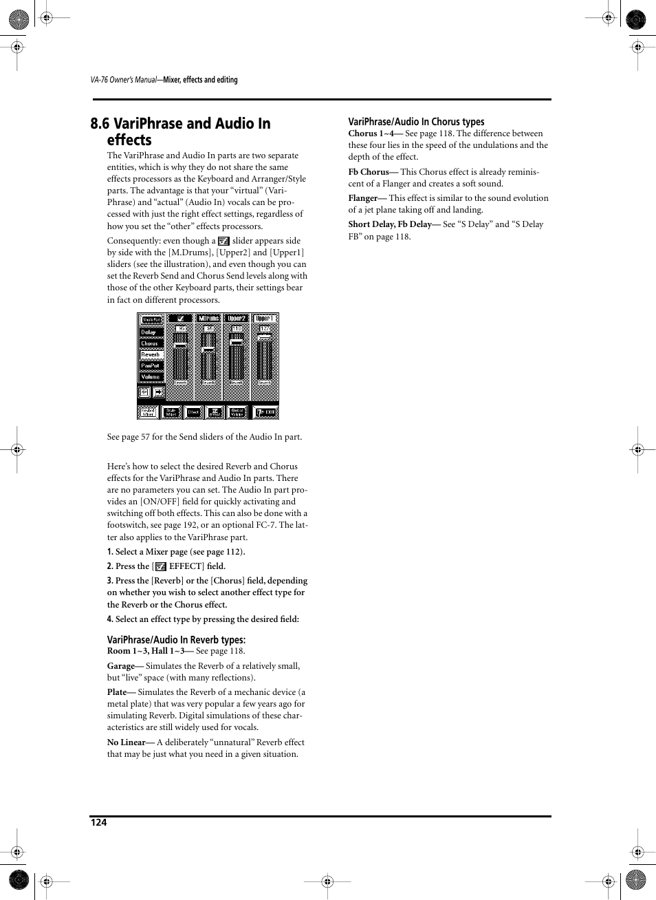 6 variphrase and audio in effects | Roland V-Arranger Keyboard VA-76 User Manual | Page 122 / 264