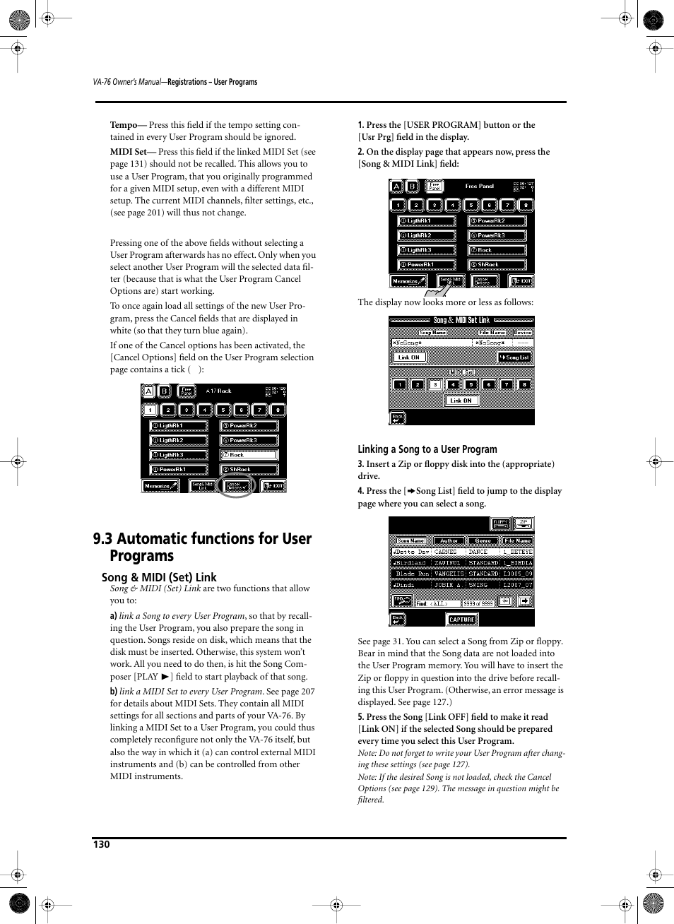 3 automatic functions for user programs | Roland V-Arranger Keyboard VA-76 User Manual | Page 128 / 264