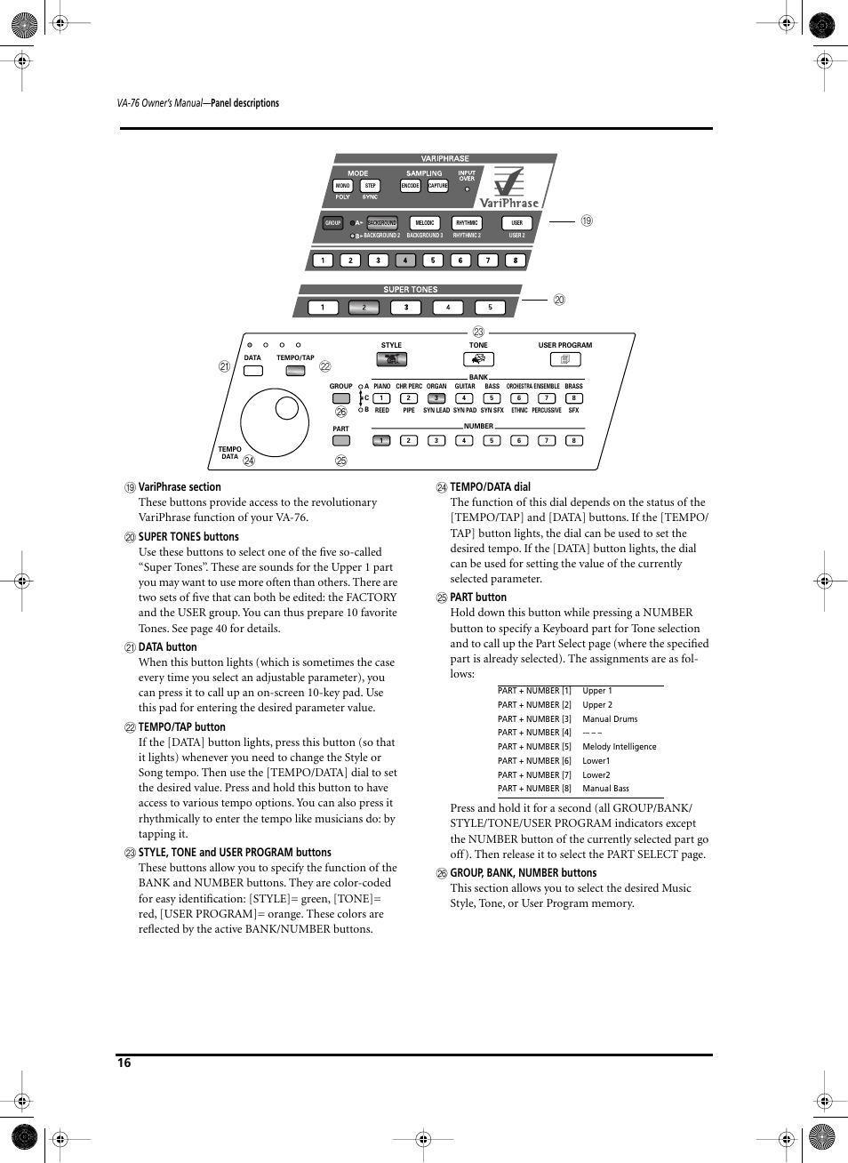 Roland V-Arranger Keyboard VA-76 User Manual | Page 14 / 264