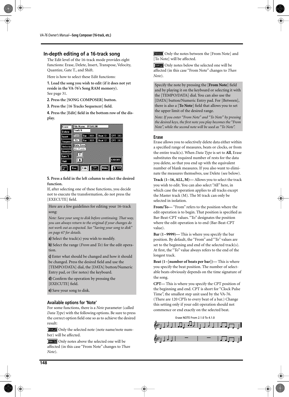 In-depth editing of a 16-track song | Roland V-Arranger Keyboard VA-76 User Manual | Page 146 / 264