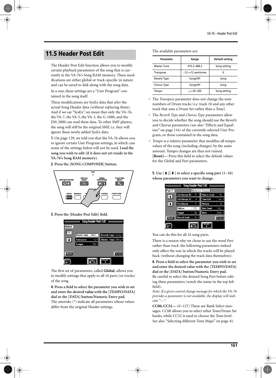 5 header post edit | Roland V-Arranger Keyboard VA-76 User Manual | Page 159 / 264