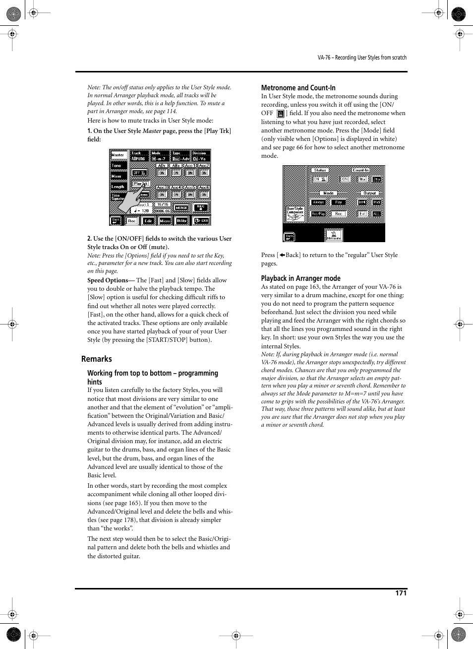 Remarks | Roland V-Arranger Keyboard VA-76 User Manual | Page 169 / 264