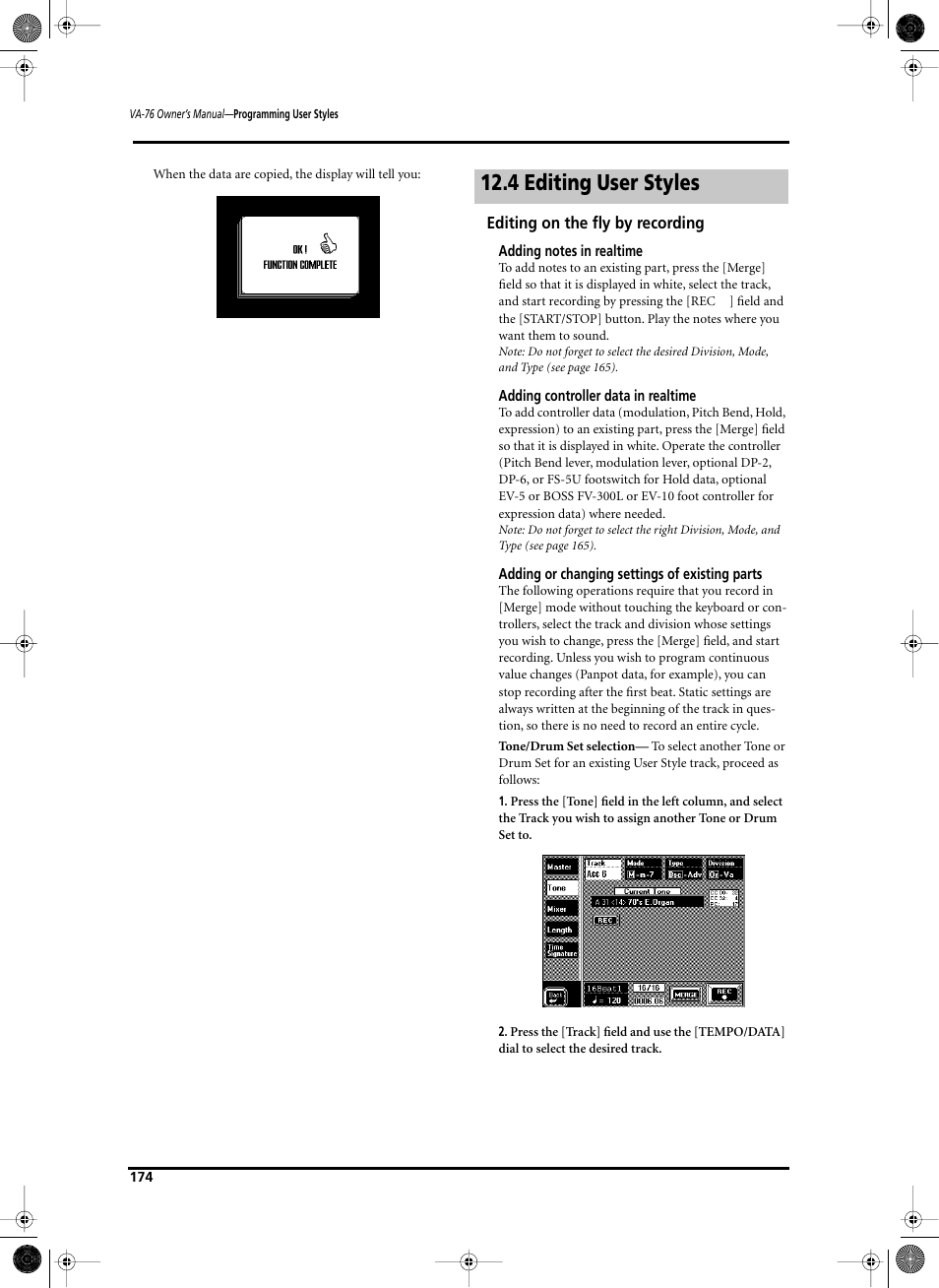 4 editing user styles | Roland V-Arranger Keyboard VA-76 User Manual | Page 172 / 264