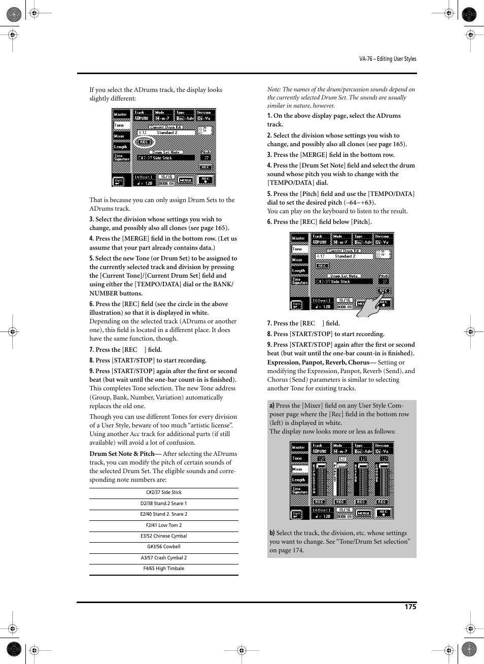 Roland V-Arranger Keyboard VA-76 User Manual | Page 173 / 264