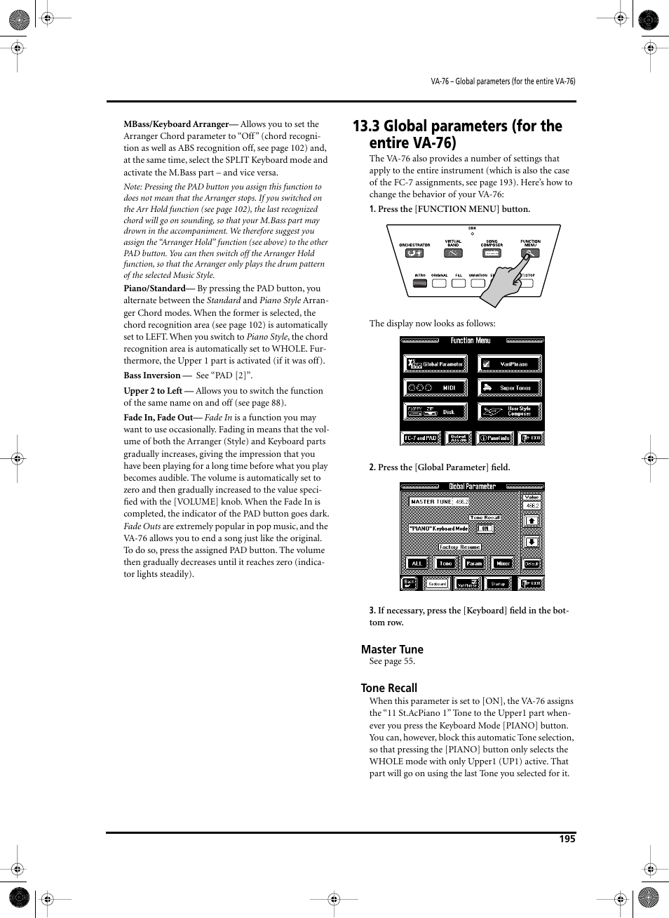 3 global parameters (for the entire va-76) | Roland V-Arranger Keyboard VA-76 User Manual | Page 193 / 264