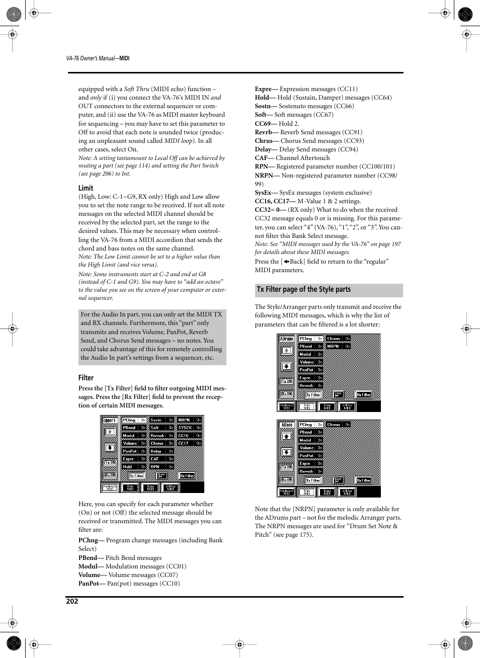 Roland V-Arranger Keyboard VA-76 User Manual | Page 200 / 264