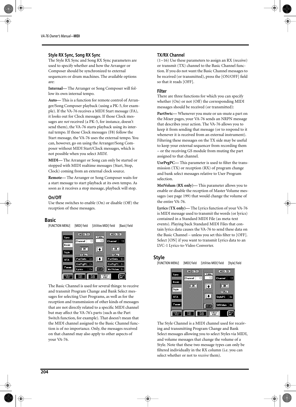 Roland V-Arranger Keyboard VA-76 User Manual | Page 202 / 264