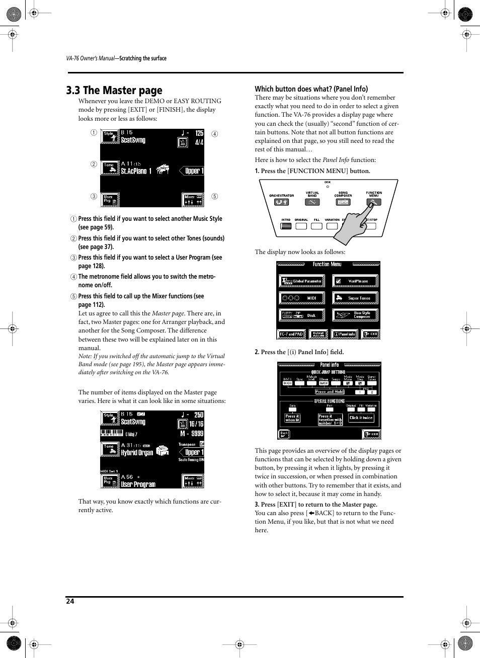 3 the master page | Roland V-Arranger Keyboard VA-76 User Manual | Page 22 / 264