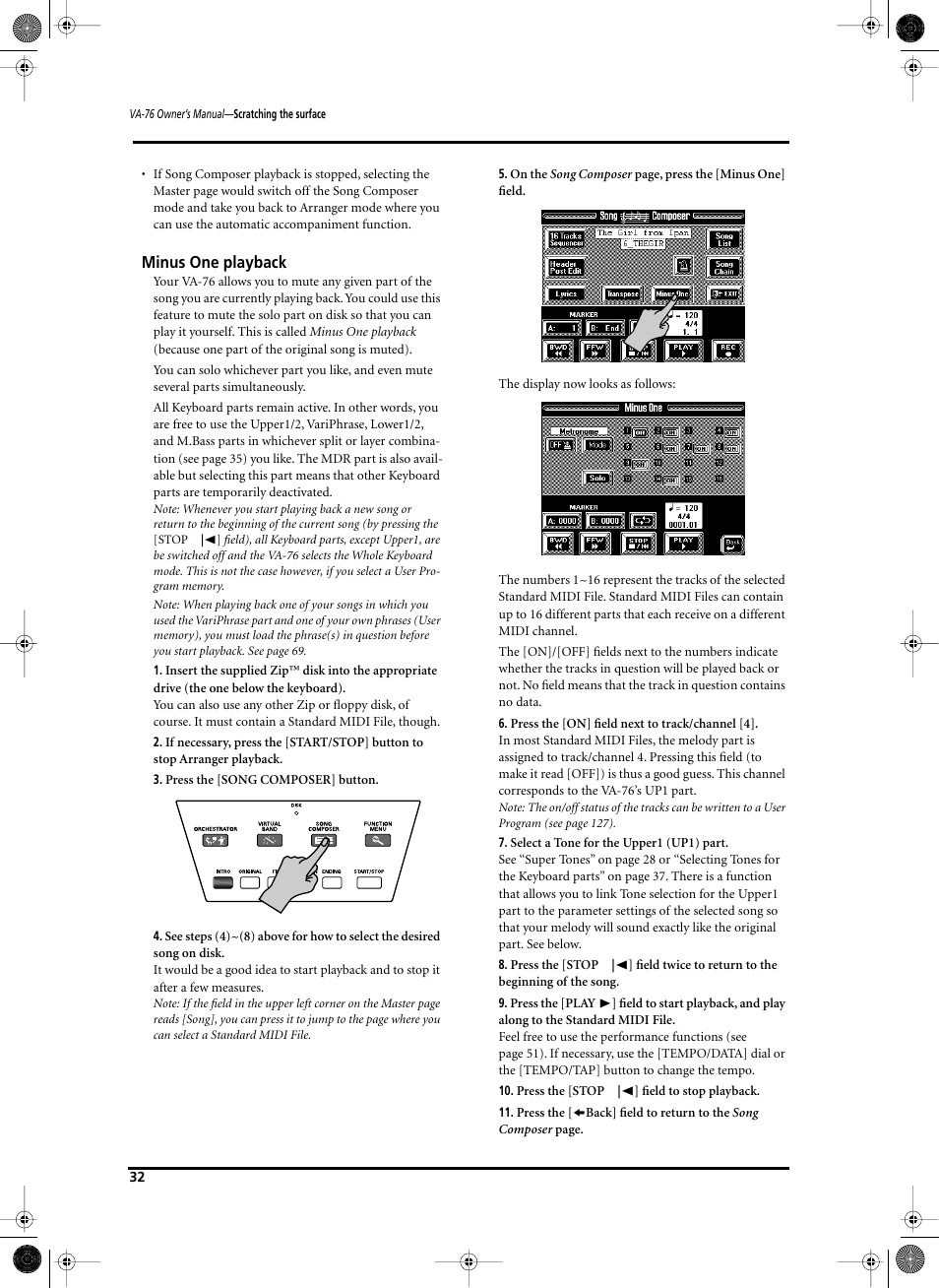 Minus one playback | Roland V-Arranger Keyboard VA-76 User Manual | Page 30 / 264