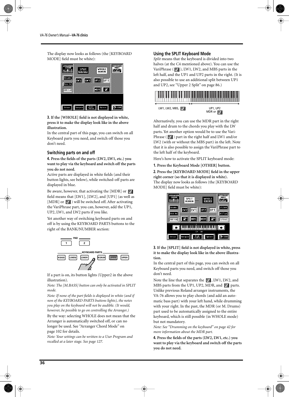 Roland V-Arranger Keyboard VA-76 User Manual | Page 34 / 264