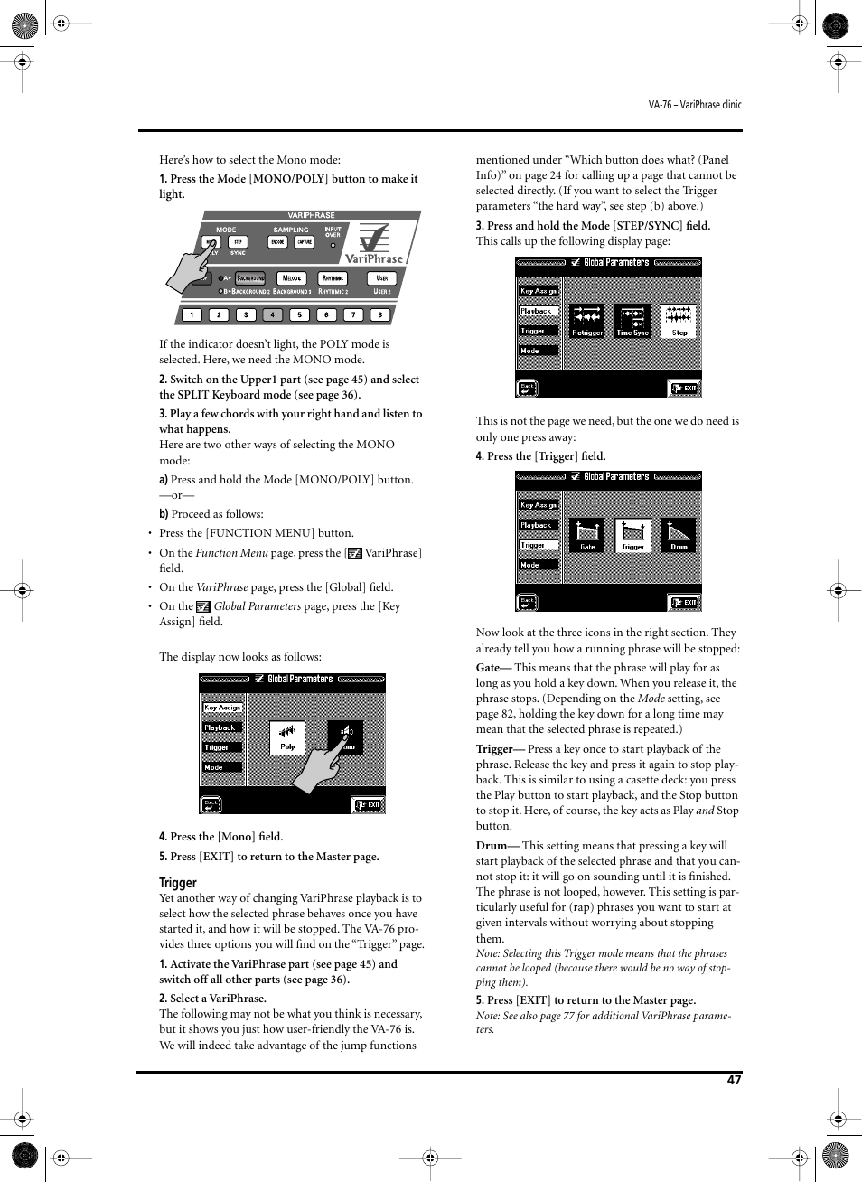 Roland V-Arranger Keyboard VA-76 User Manual | Page 45 / 264