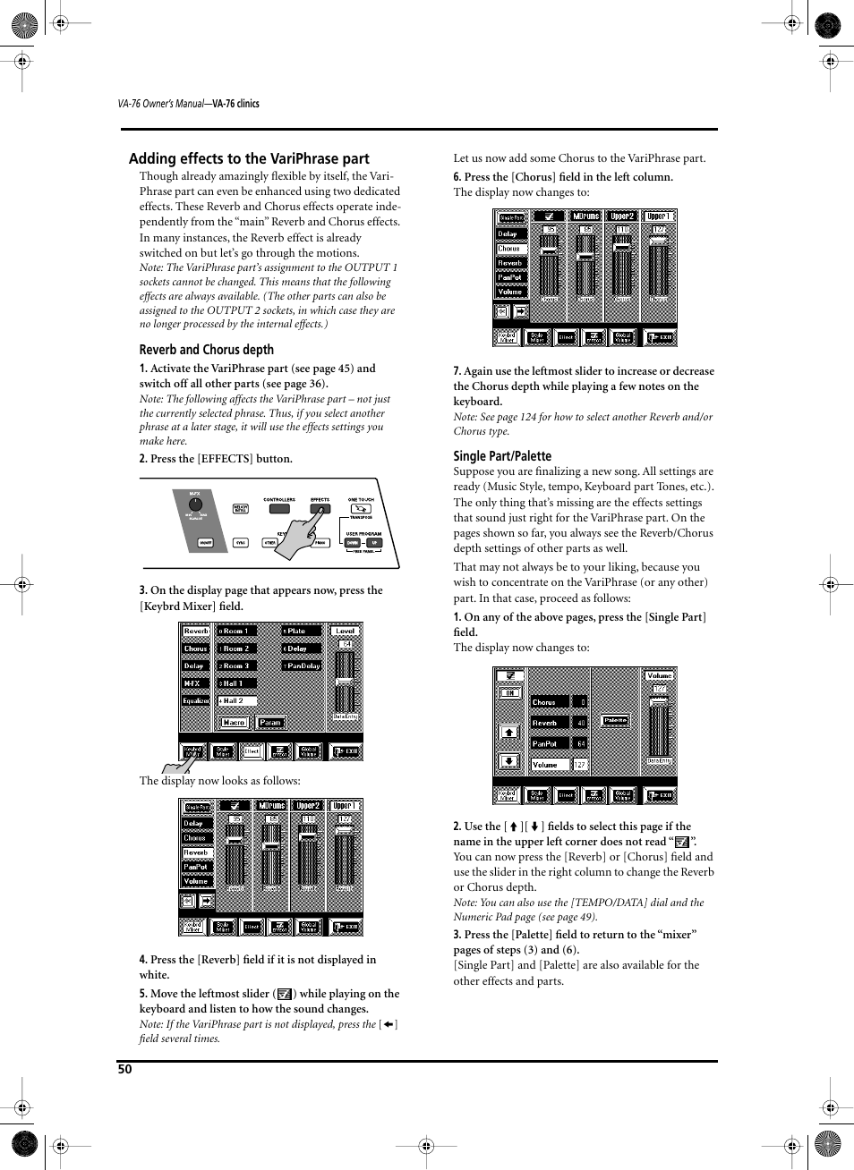 Adding effects to the variphrase part | Roland V-Arranger Keyboard VA-76 User Manual | Page 48 / 264