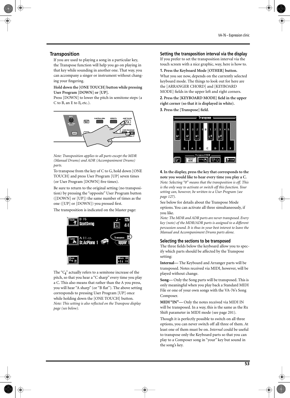 Transposition | Roland V-Arranger Keyboard VA-76 User Manual | Page 51 / 264