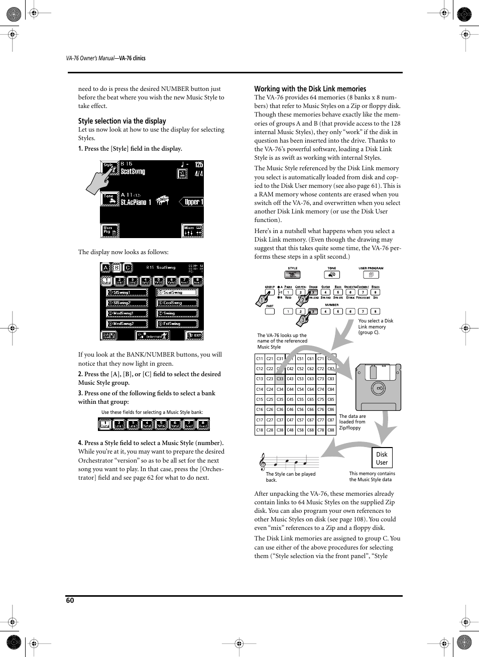 Style selection via the display | Roland V-Arranger Keyboard VA-76 User Manual | Page 58 / 264