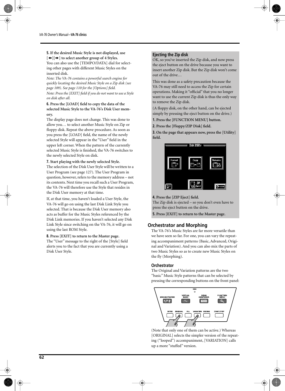 Orchestrator and morphing | Roland V-Arranger Keyboard VA-76 User Manual | Page 60 / 264