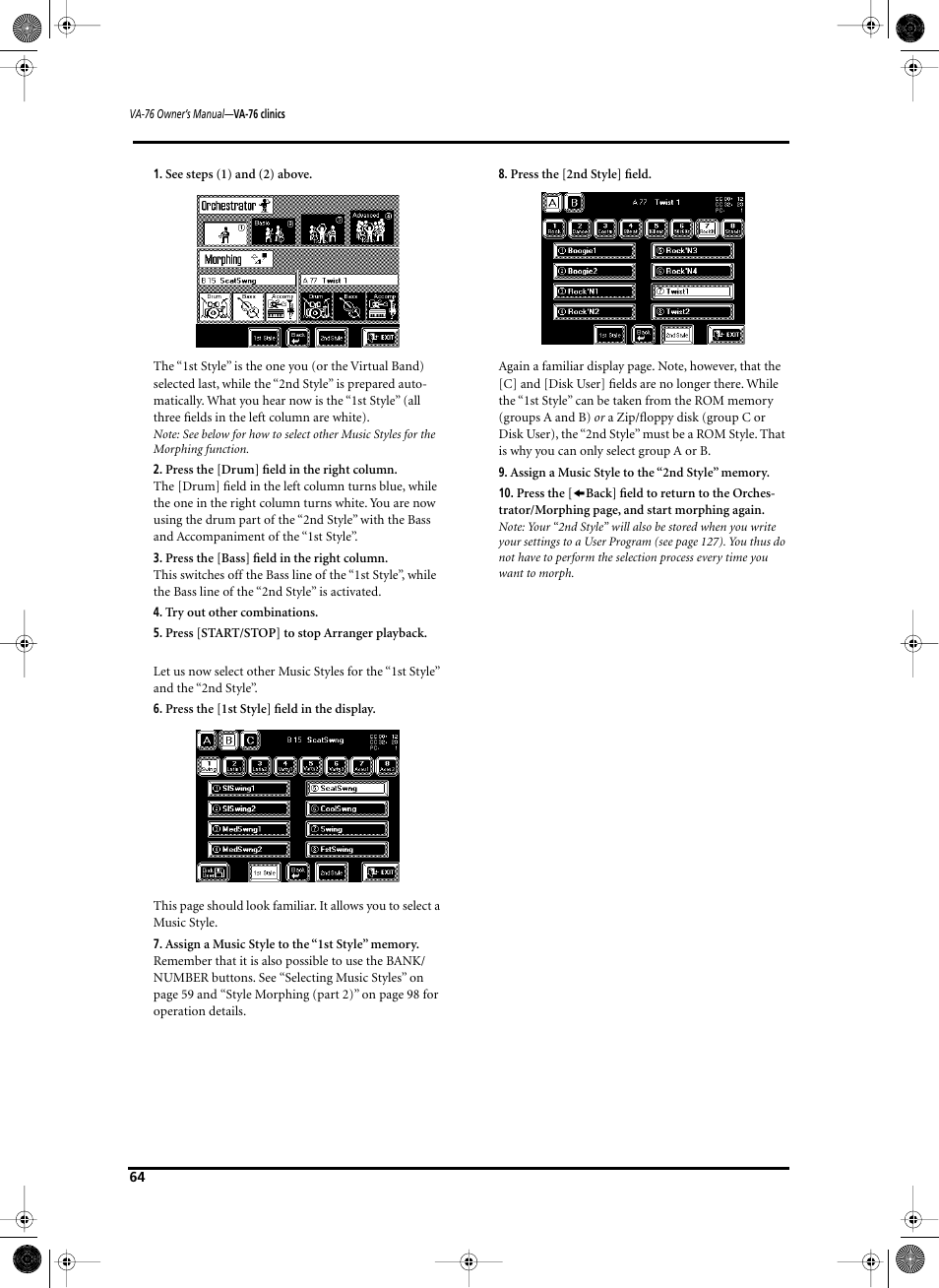 Roland V-Arranger Keyboard VA-76 User Manual | Page 62 / 264