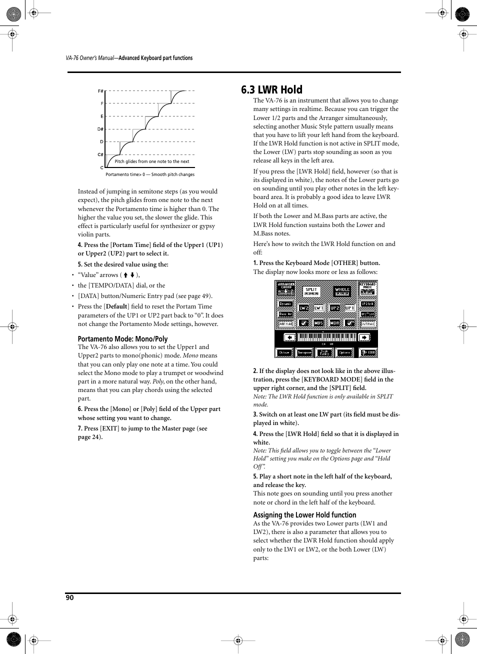 3 lwr hold | Roland V-Arranger Keyboard VA-76 User Manual | Page 88 / 264