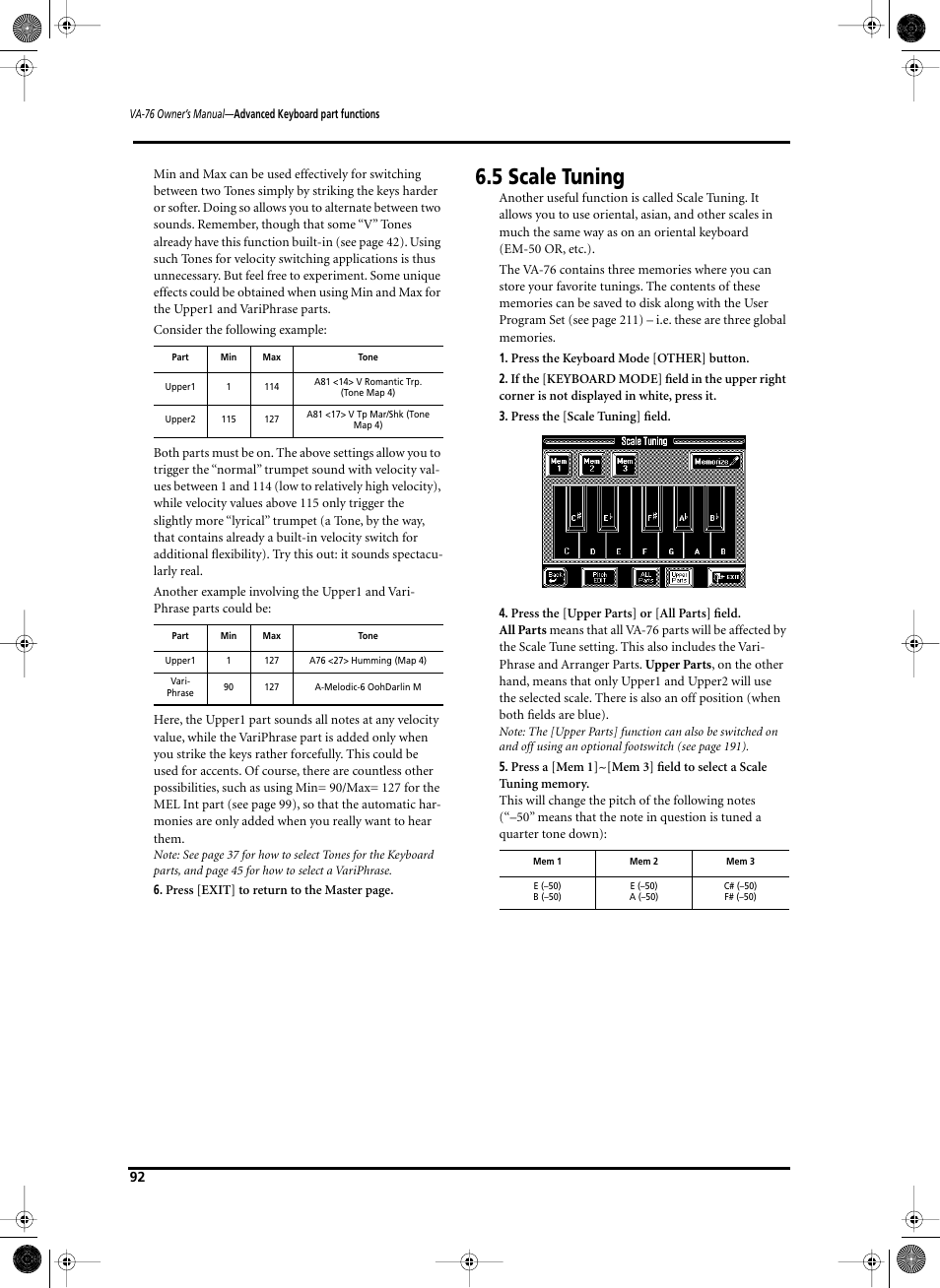 5 scale tuning | Roland V-Arranger Keyboard VA-76 User Manual | Page 90 / 264