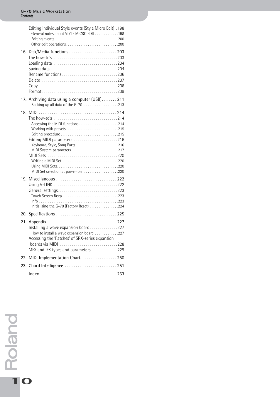 Roland G-70 User Manual | Page 10 / 260