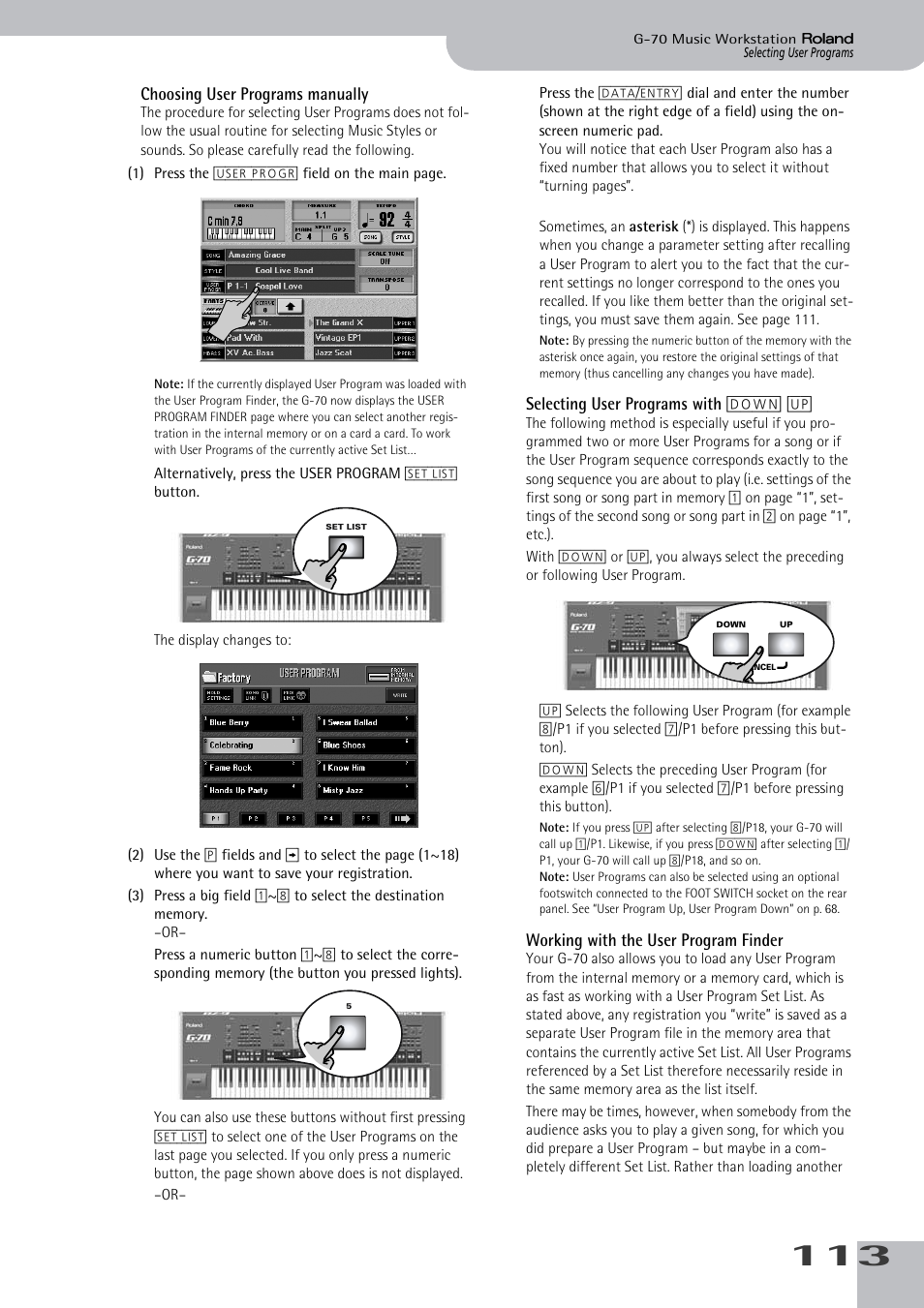 Working with the user program finder, And 113 | Roland G-70 User Manual | Page 113 / 260