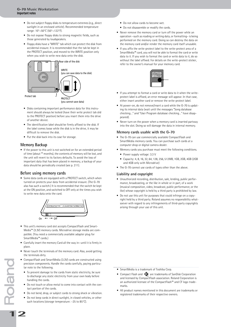 Roland G-70 User Manual | Page 12 / 260
