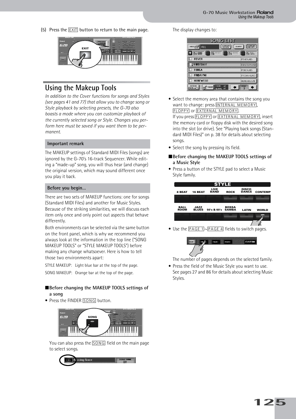 Using the makeup tools | Roland G-70 User Manual | Page 125 / 260