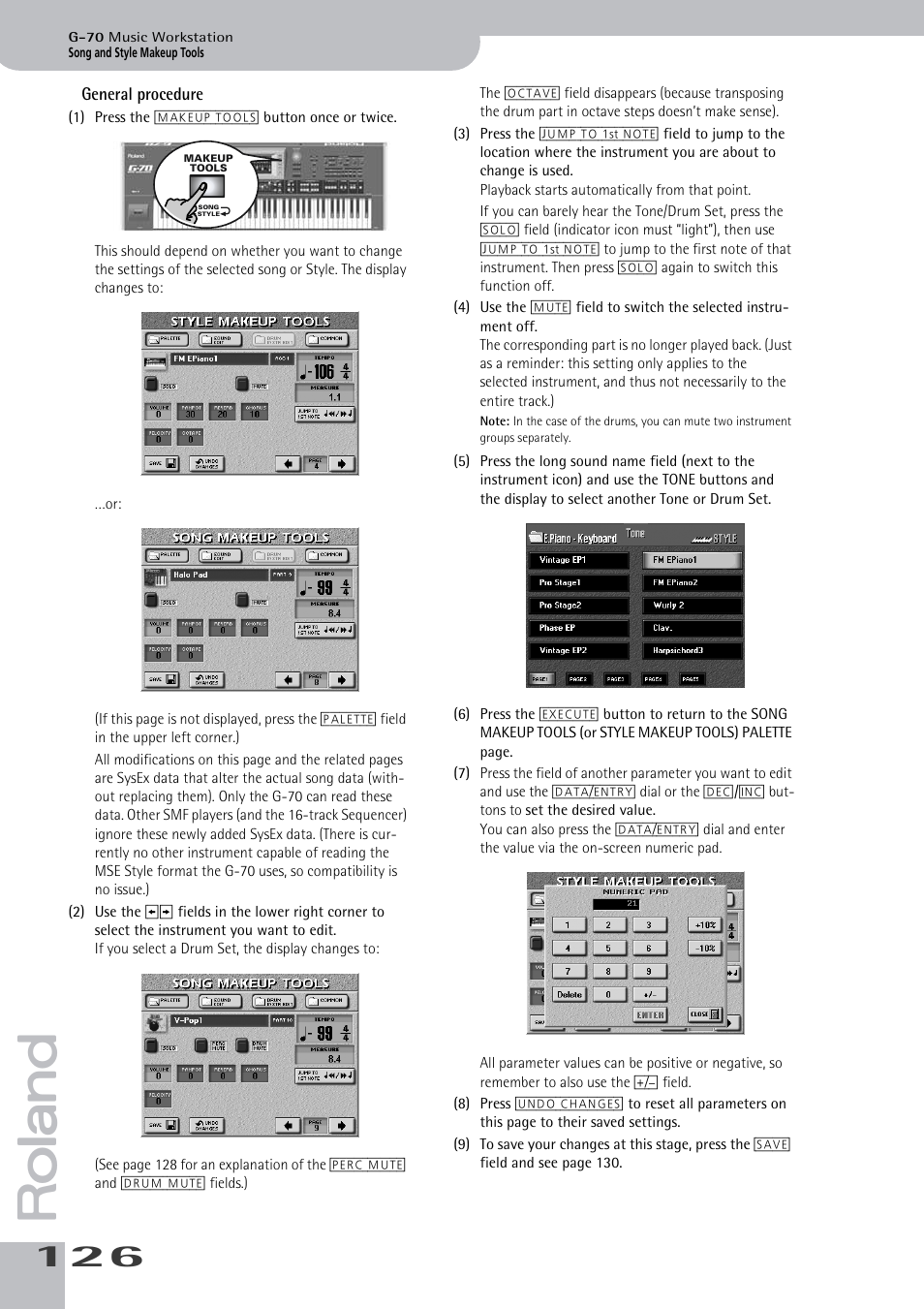 General procedure | Roland G-70 User Manual | Page 126 / 260