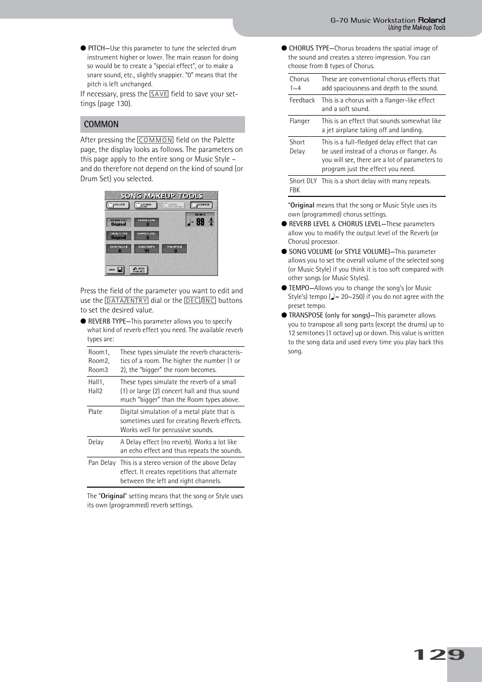 Common | Roland G-70 User Manual | Page 129 / 260