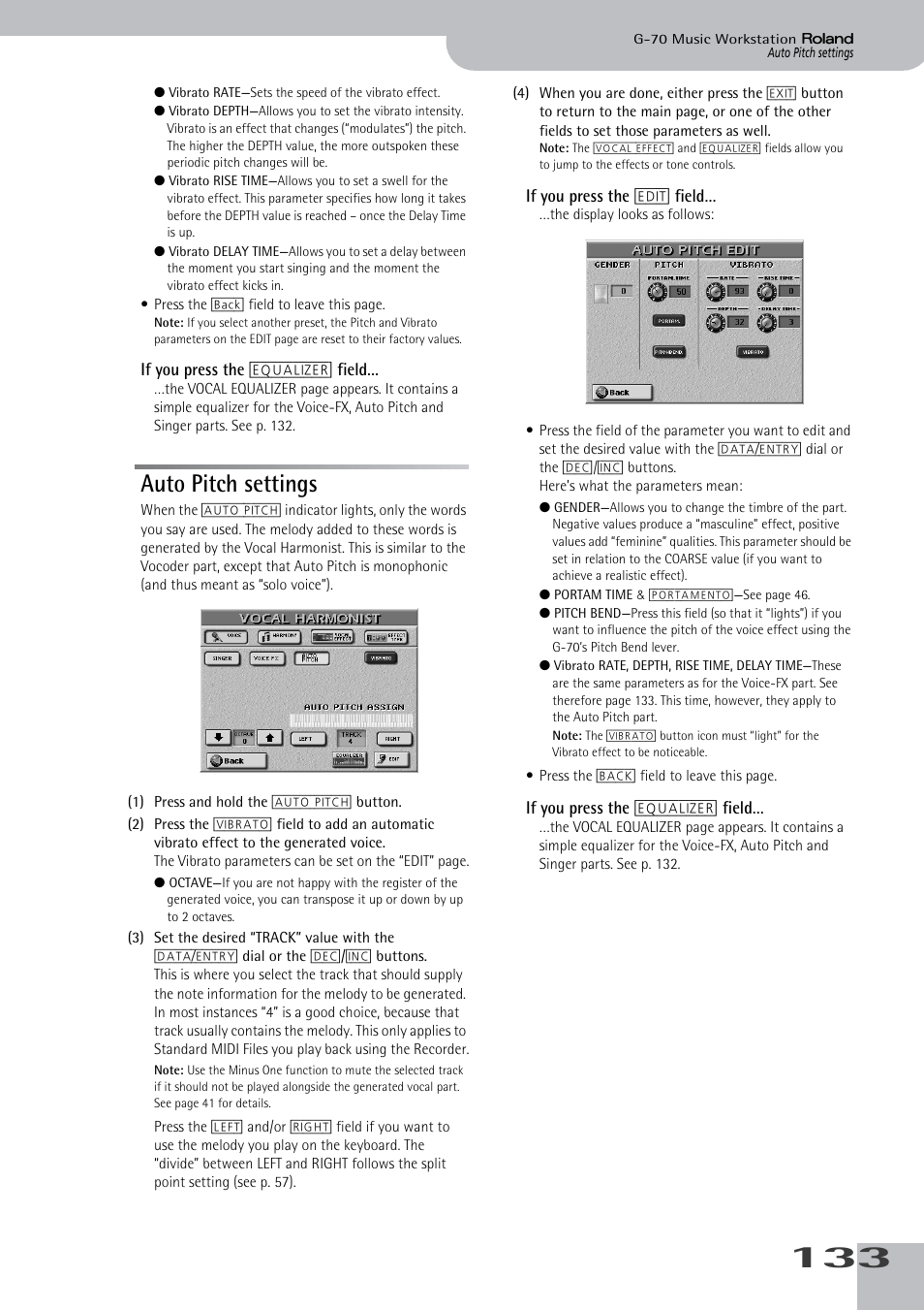 Auto pitch settings | Roland G-70 User Manual | Page 133 / 260