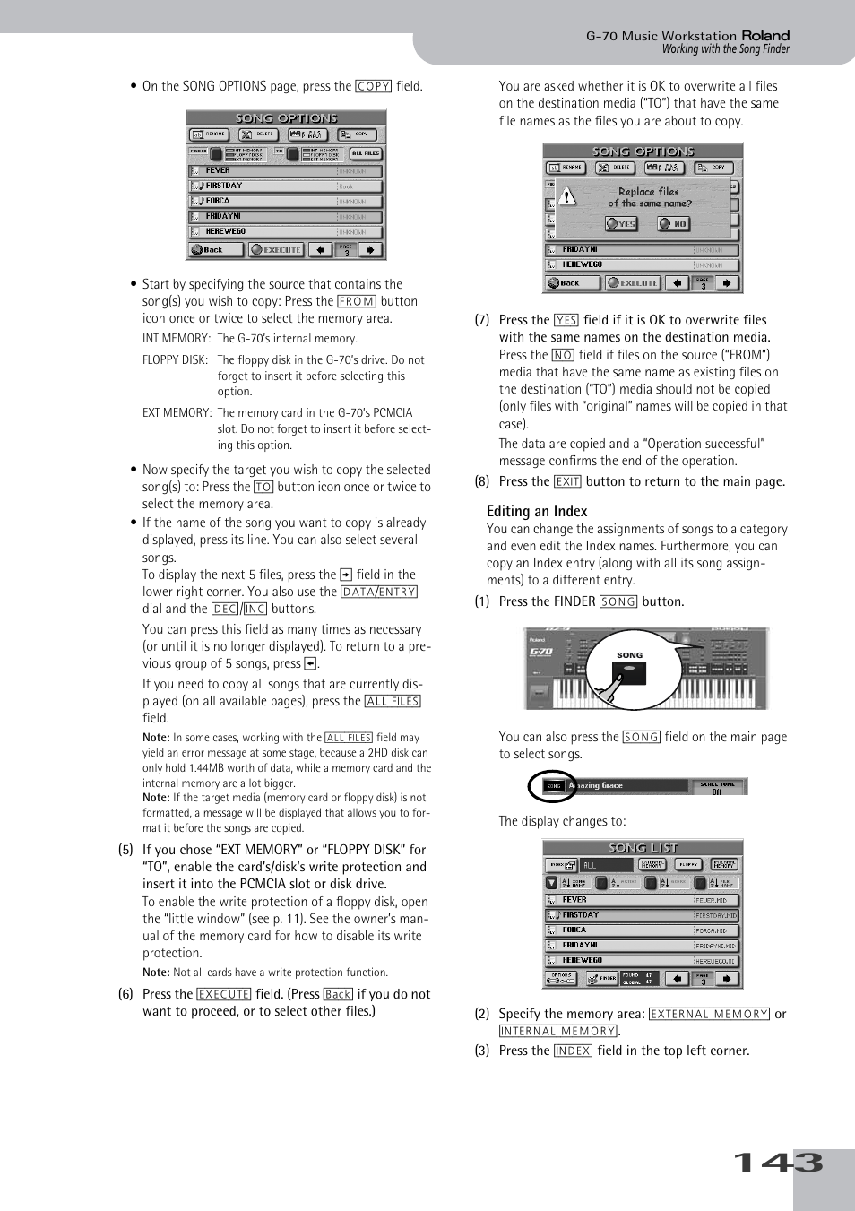 Editing an index | Roland G-70 User Manual | Page 143 / 260