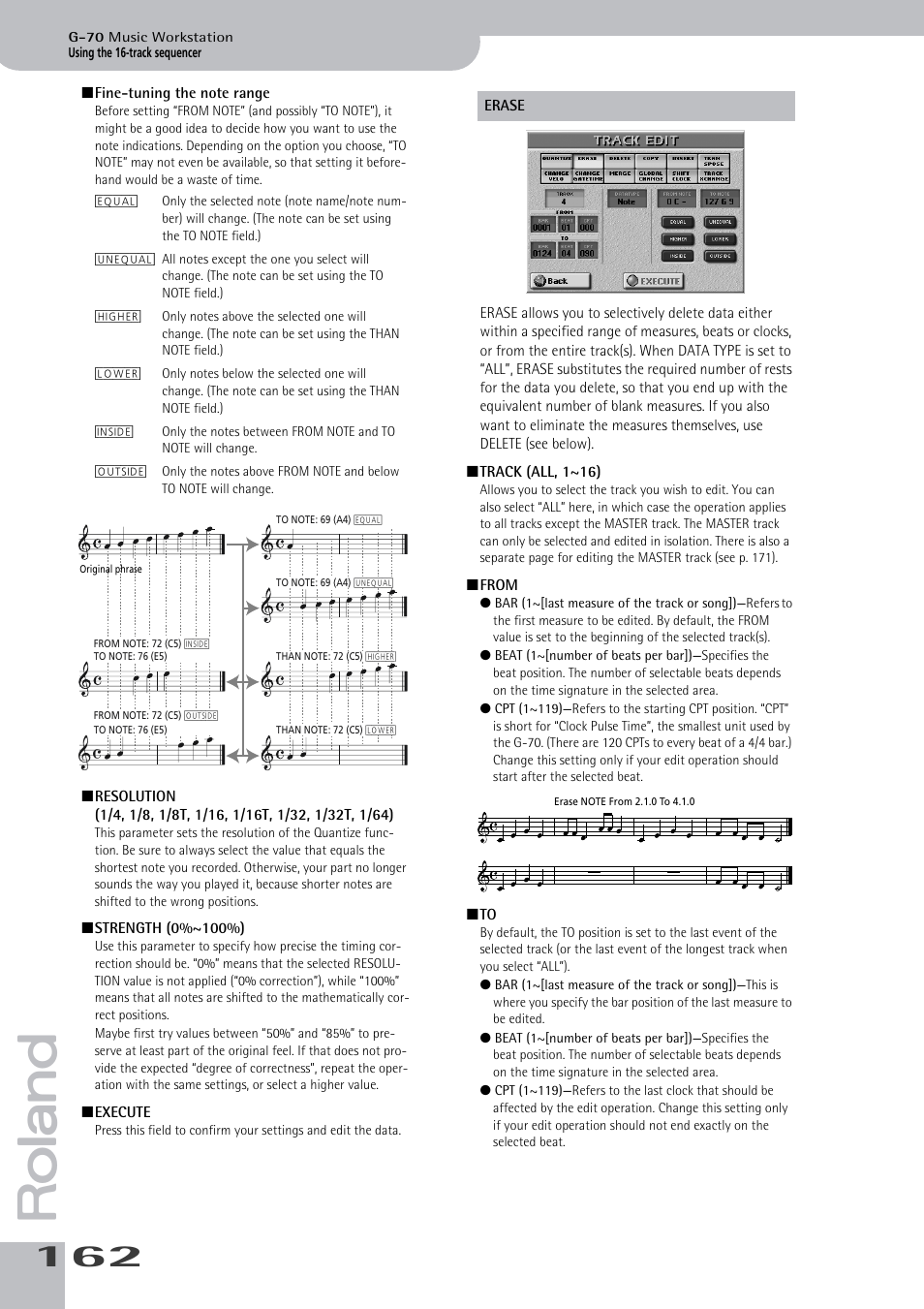 Beat (1~[number of beats per bar])—specifies the, Cpt (1~119), Cq q q | Roland G-70 User Manual | Page 162 / 260