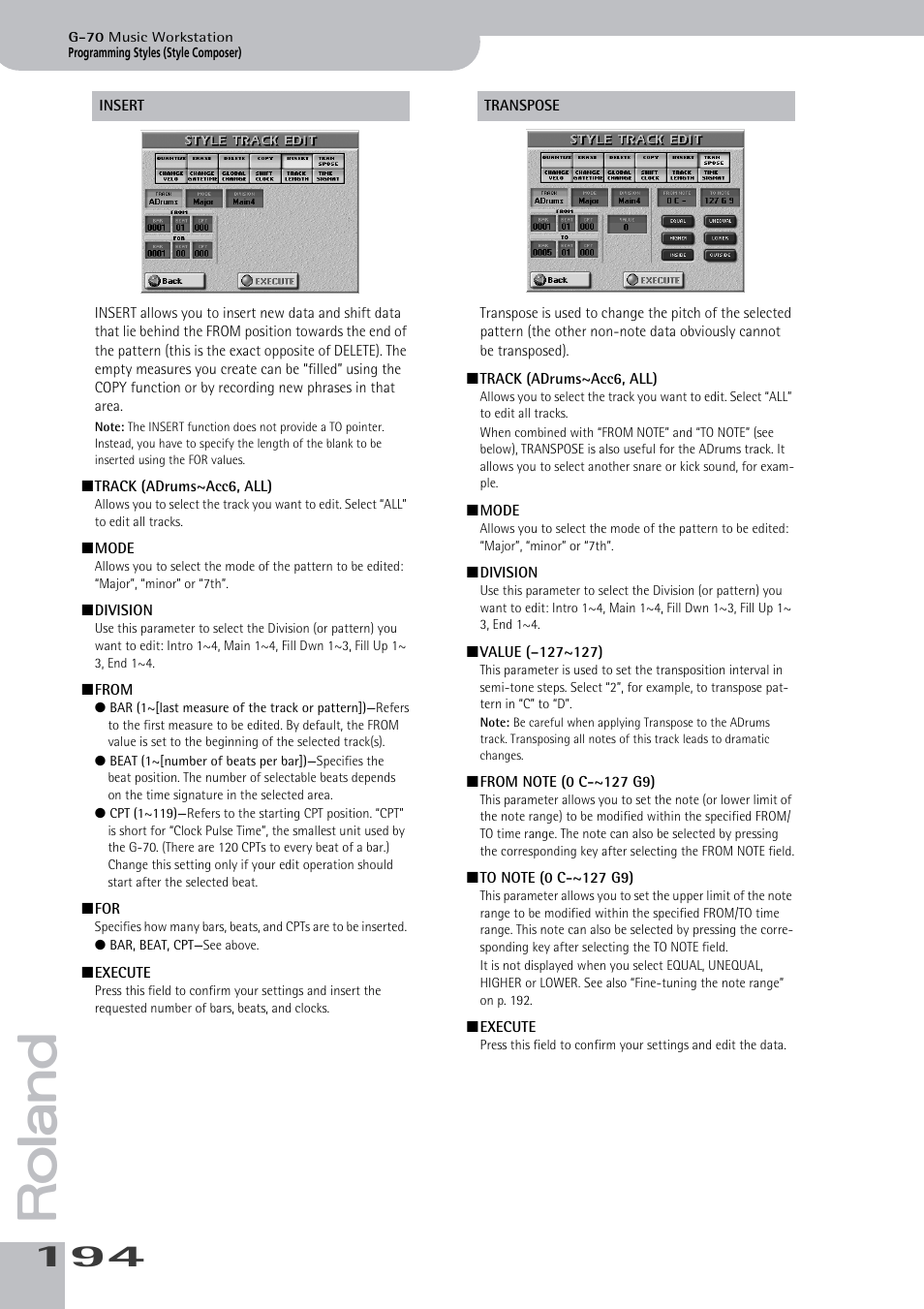 Roland G-70 User Manual | Page 194 / 260