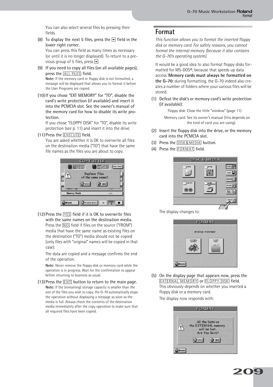 Format | Roland G-70 User Manual | Page 209 / 260