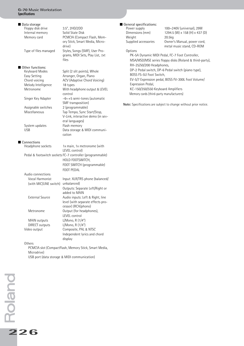 Roland G-70 User Manual | Page 226 / 260