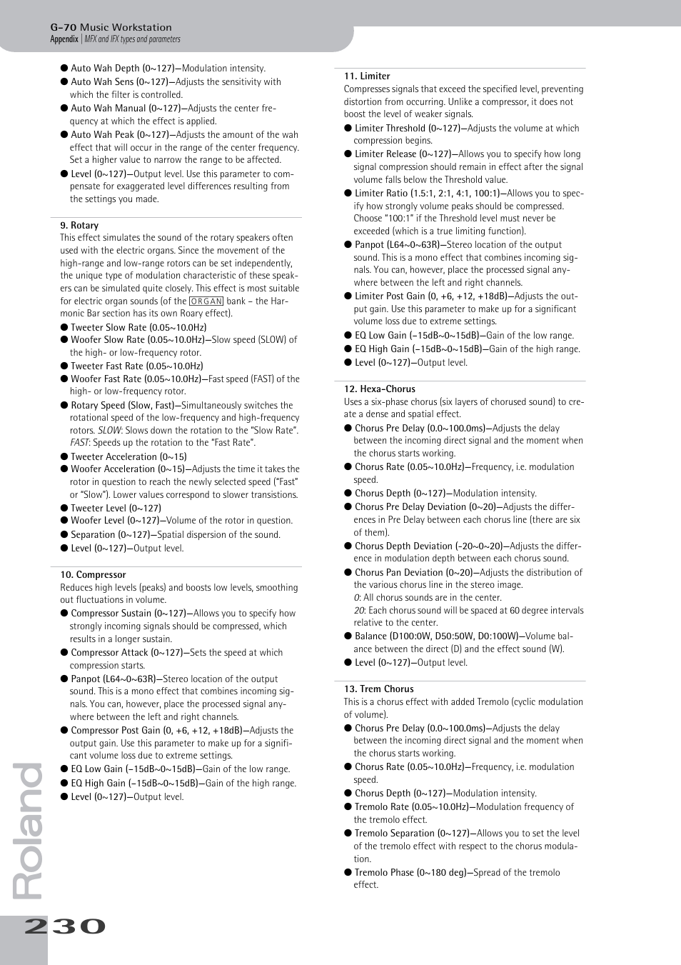 Roland G-70 User Manual | Page 230 / 260