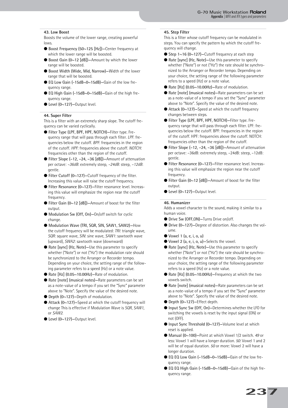Roland G-70 User Manual | Page 237 / 260