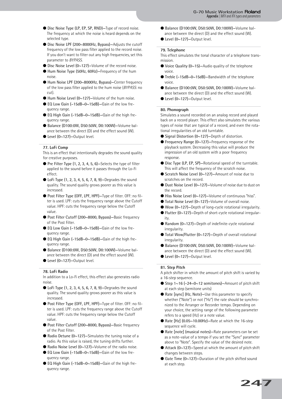 Roland G-70 User Manual | Page 247 / 260