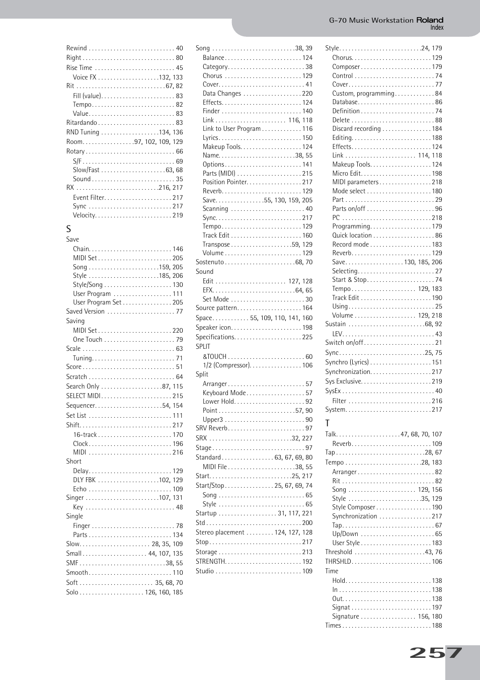 Roland G-70 User Manual | Page 257 / 260