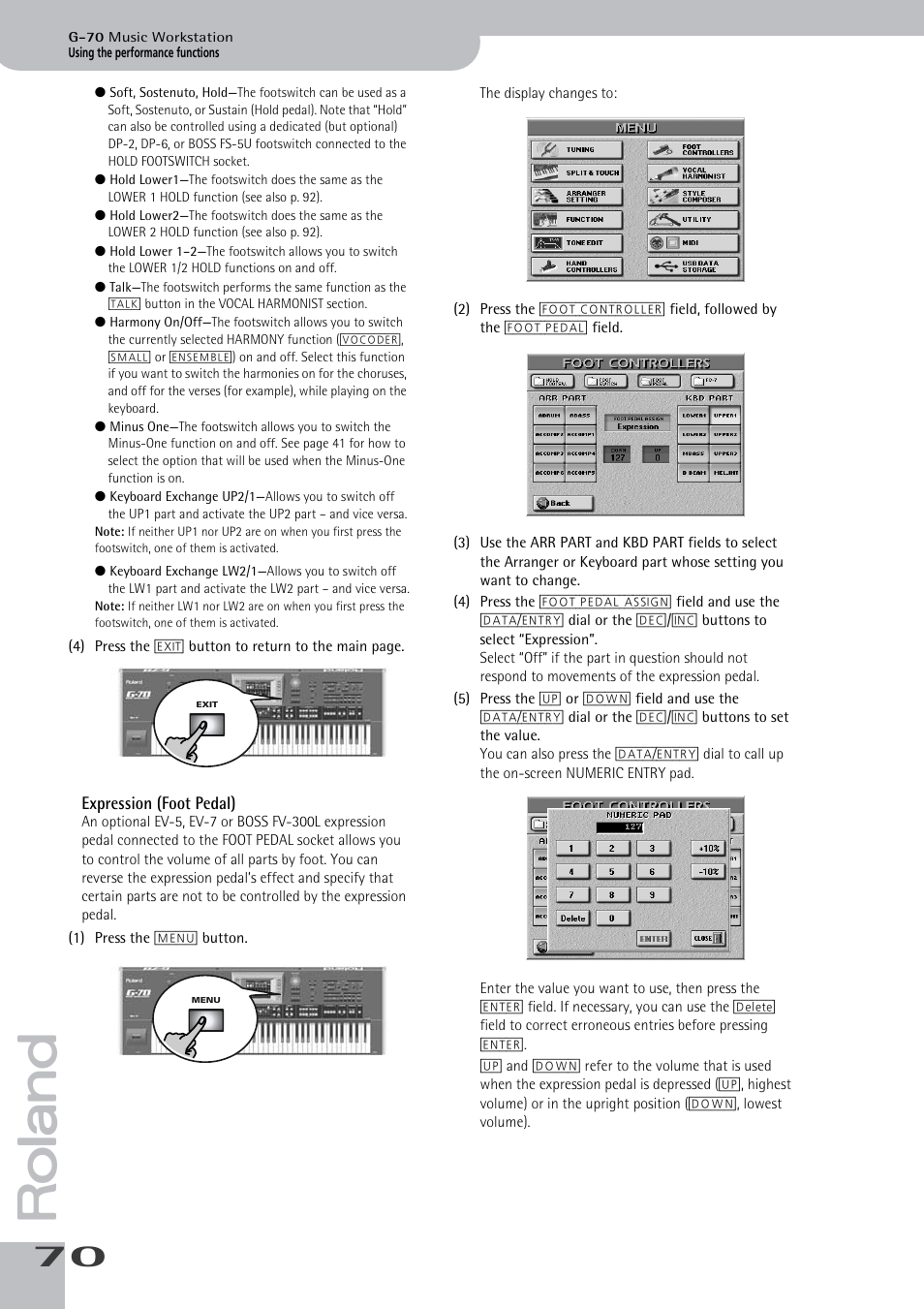 Expression (foot pedal) | Roland G-70 User Manual | Page 70 / 260