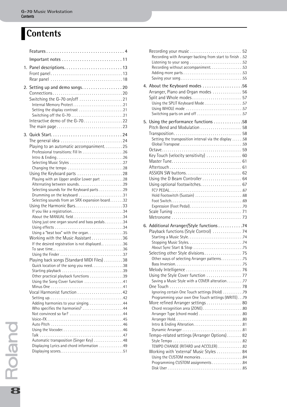 Roland G-70 User Manual | Page 8 / 260