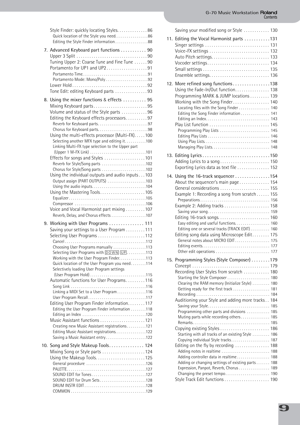 Roland G-70 User Manual | Page 9 / 260
