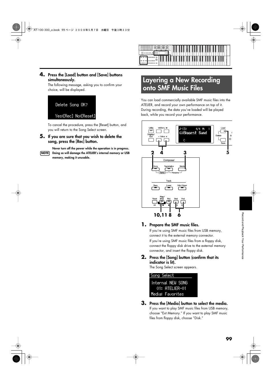 Layering a new recording onto smf music files | Roland ATELIER AT-300 User Manual | Page 101 / 148